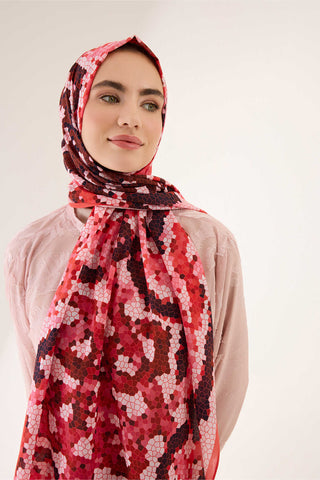 Selçuk Güneşi Pembe Pamuk Şal 70x210