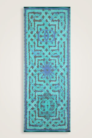 Seljuk Sun Turquoise Crepe Silk Shawl