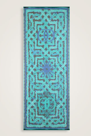 Selçuk Güneşi Turkuaz Krep İpek Şal 80x210