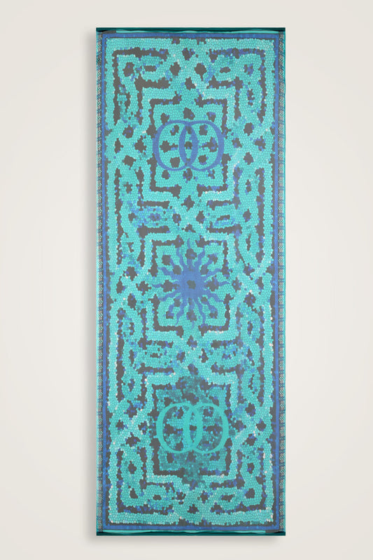 Selçuk Güneşi Turkuaz Krep İpek Şal 80x210