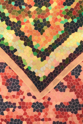 Selçuk Güneşi Turuncu-Yeşil Pamuk Şal 70x210