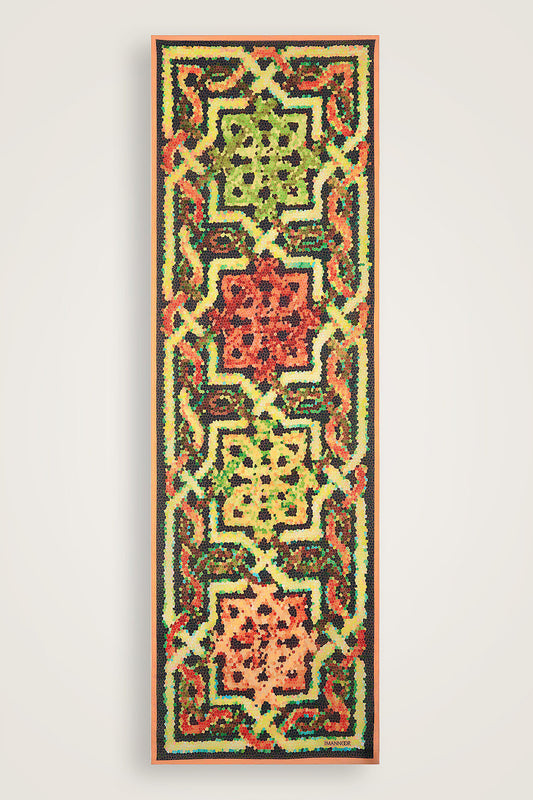 Selçuk Güneşi Turuncu-Yeşil Pamuk Şal 70x210