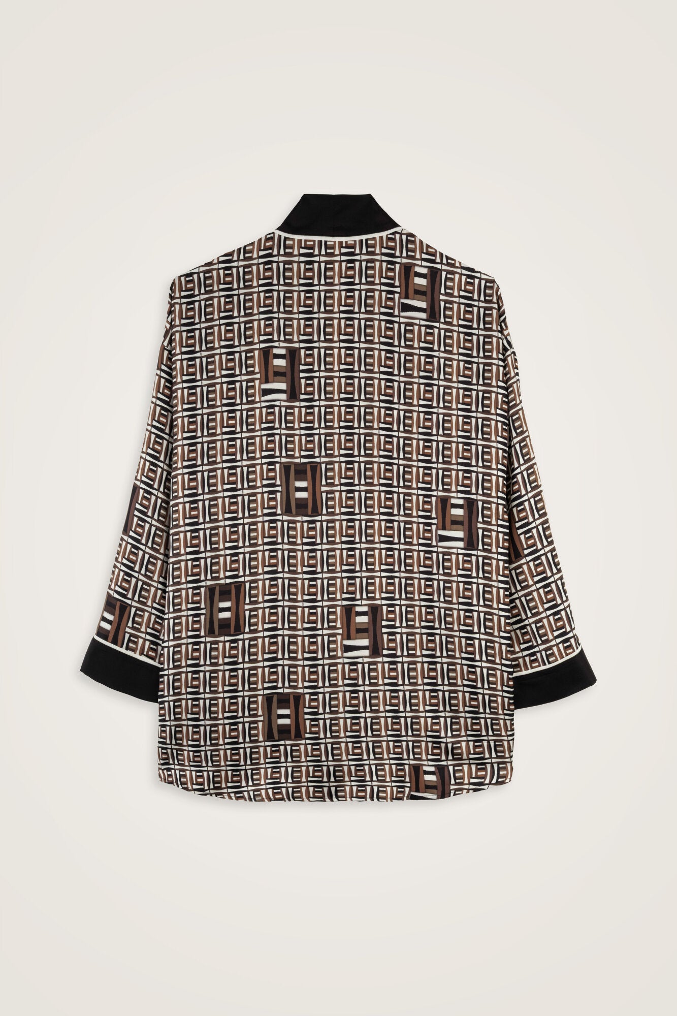 Sepet Kahverengi Tivil İpek Kısa Kimono