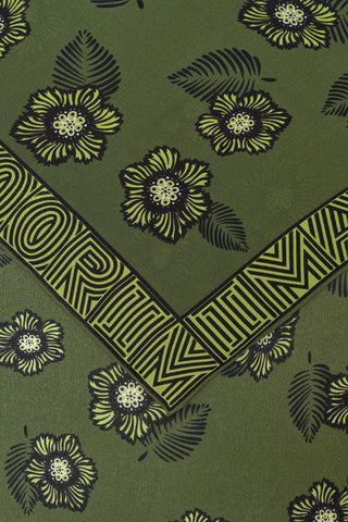 Serpme Çiçek Yeşil Krep İpek Şal 70x210