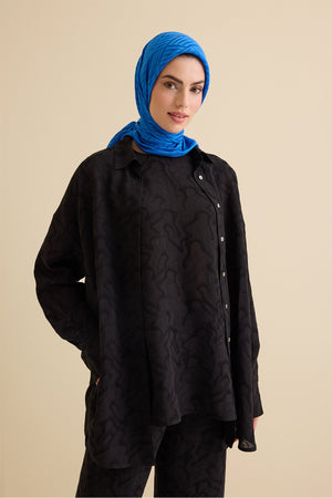 Black Linen Jacquard Shirt