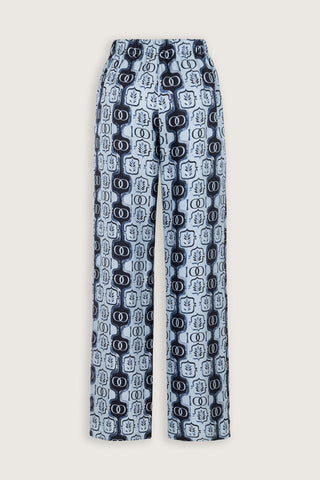 Girdap Mavi Tivil İpek Pantolon Pijama