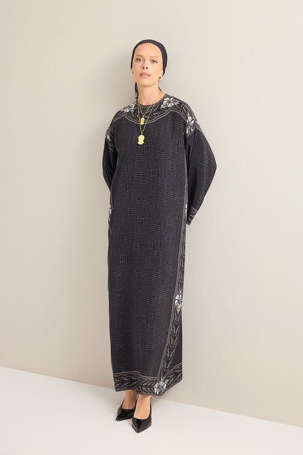 Stone Wall Anthracite Crepe Silk Dress