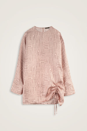 Stone Wall Powder Pink Ruched Silk Blouse