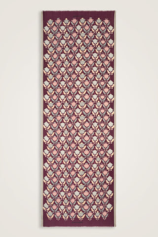 Ters Lale Bordo-Gri Yün Şal 70x200