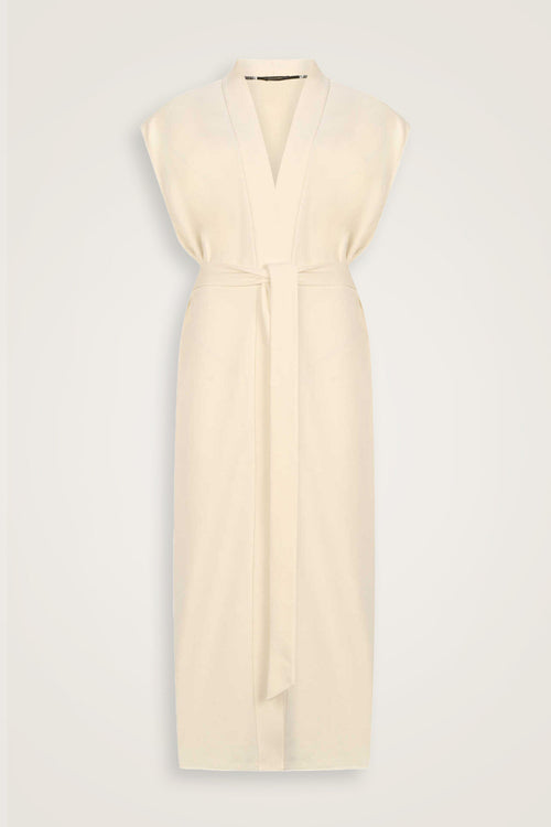 Three Thread White Long Vest