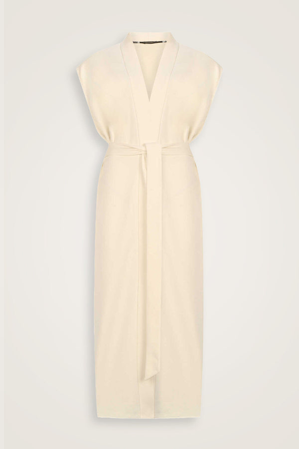 Three Thread White Long Vest