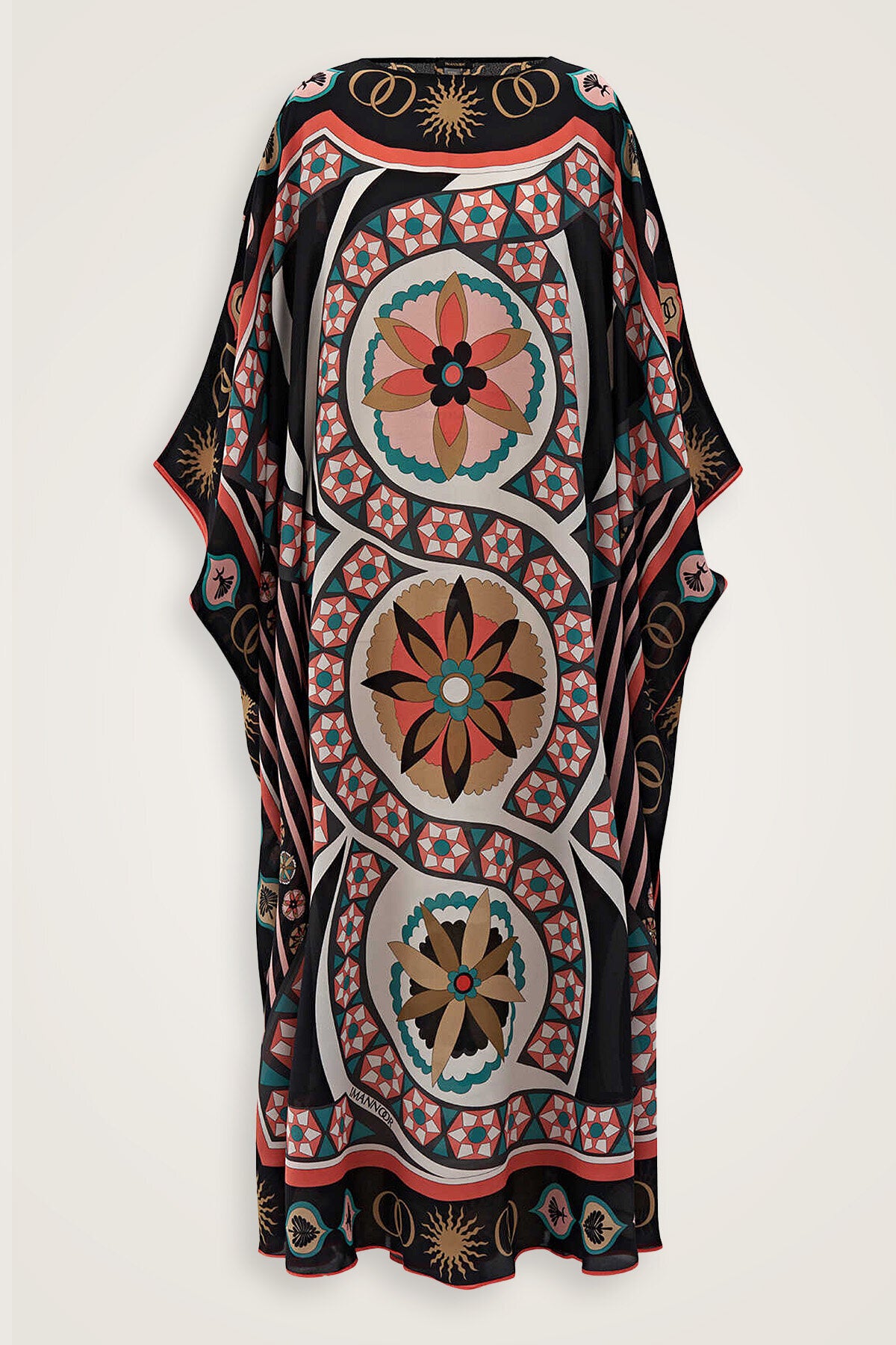 Üç Papatya Mercan İpek Kaftan
