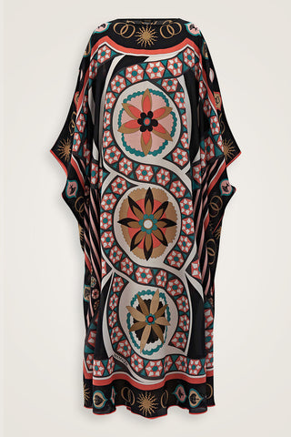 Üç Papatya Mercan İpek Kaftan