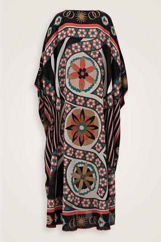 Üç Papatya Mercan İpek Kaftan