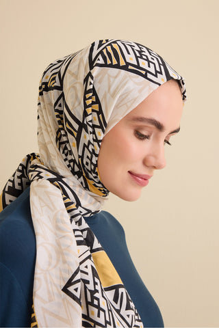 Uçurtma Krem Pamuk İpek Şal 70x209