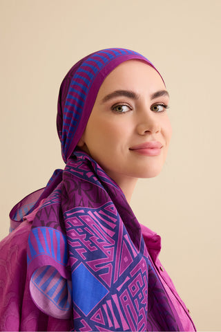 Uçurtma Mor Pamuk İpek Şal 70x209