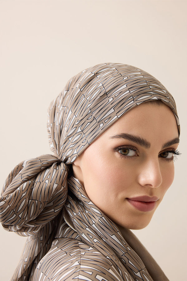 Beige Crepe Silk Shirt Shawl