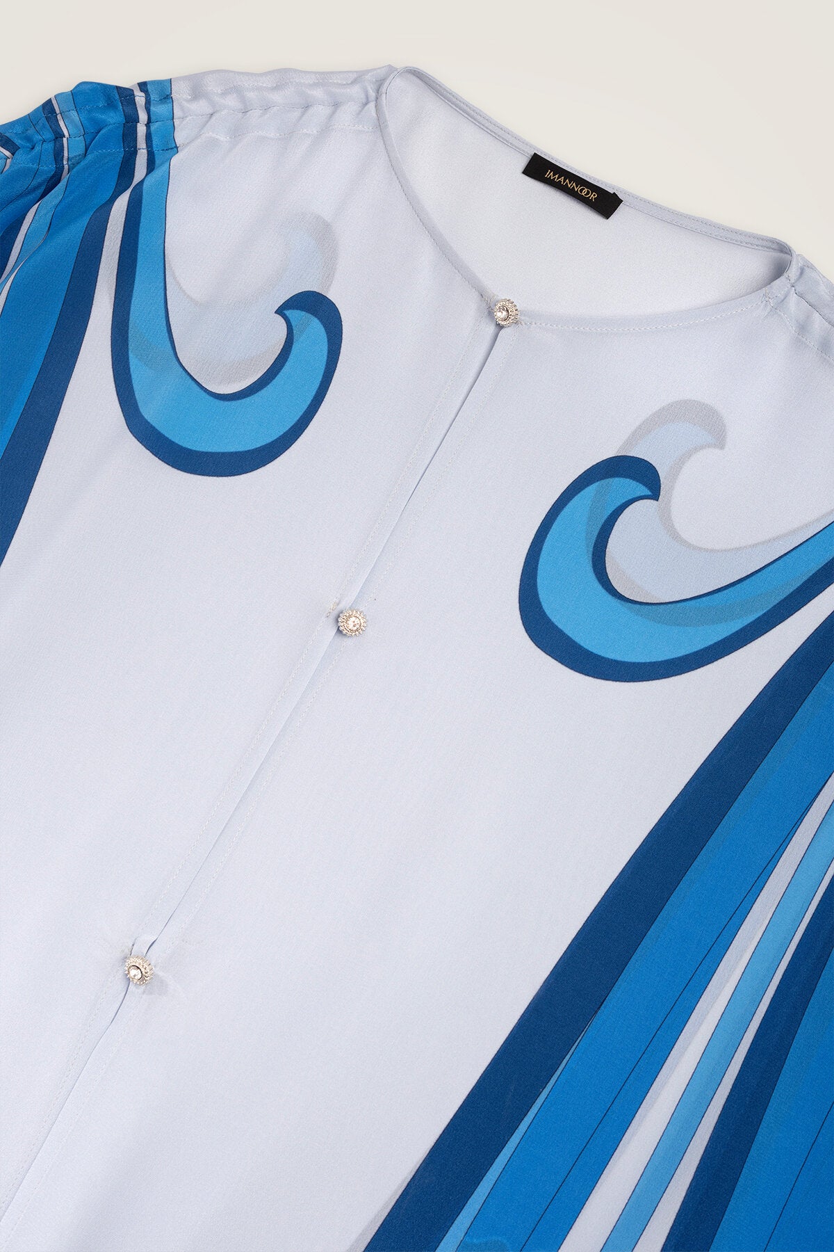 Yeni Dünya Mavi Krep İpek Abaya