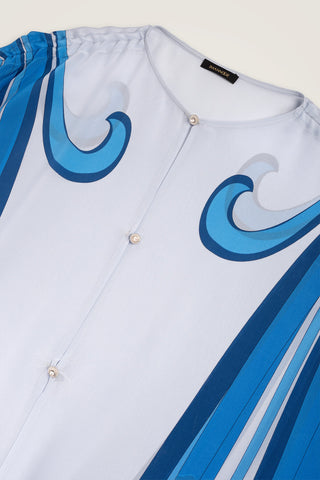Yeni Dünya Mavi Krep İpek Abaya