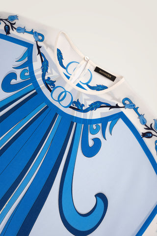 Yeni Dünya Mavi Krep İpek Kaftan
