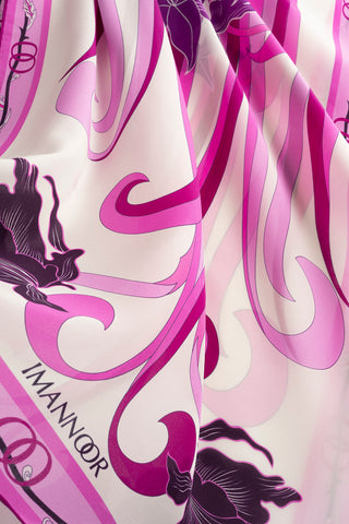 Yeni Dünya Pembe Krep İpek Kaftan Şalı 70x210
