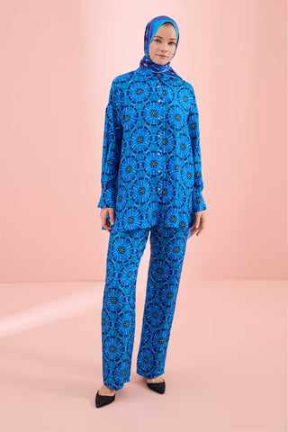 Yıldızlı Gece Lacivert İpek Pijama Pantolon