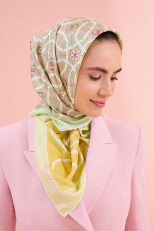 Starry Night Nile Green Double-Sided Twill Silk Scarf