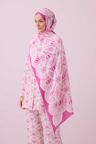 Yıldızlı Gece Pembe Floş Viskon Şal 70x210