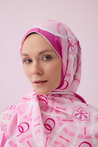 Yıldızlı Gece Pembe Floş Viskon Şal 70x210