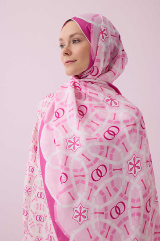 Yıldızlı Gece Pembe Floş Viskon Şal 70x210