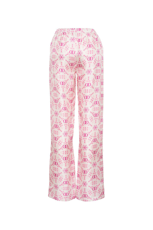 Yıldızlı Gece Pembe İpek Pijama Pantolon