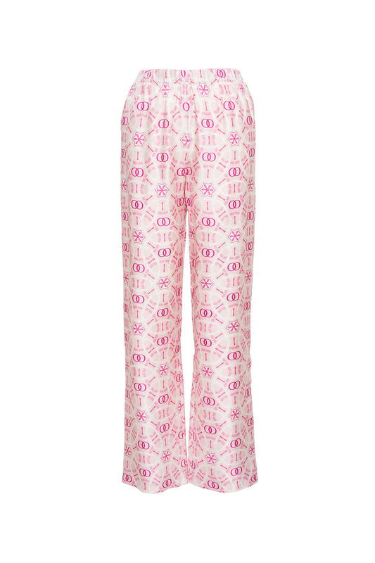 Yıldızlı Gece Pembe İpek Pijama Pantolon