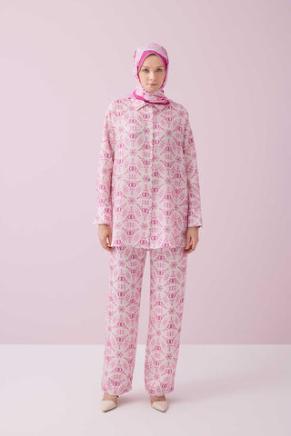 Yıldızlı Gece Pembe İpek Pijama Pantolon
