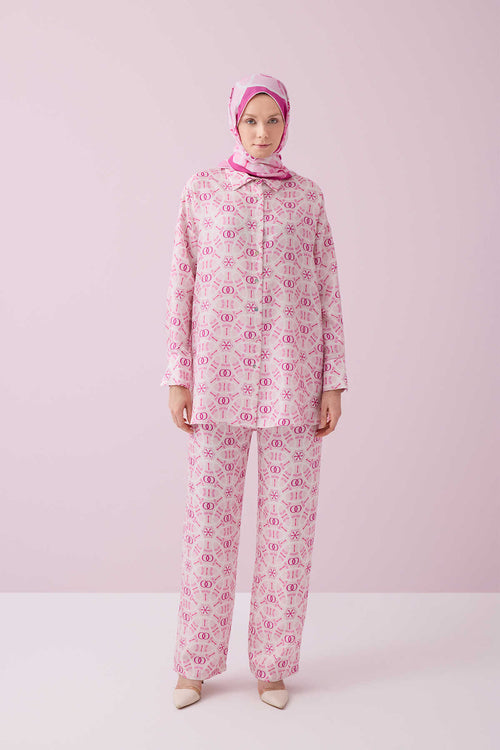 Starry Night Pink Silk Pajama Pants