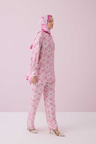 Yıldızlı Gece Pembe İpek Pijama Pantolon