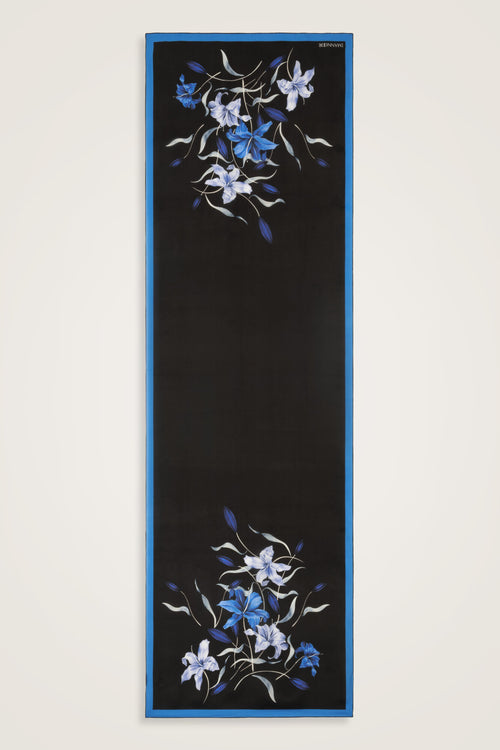 Lily Navy Blue Twill Silk Shirt Shawl