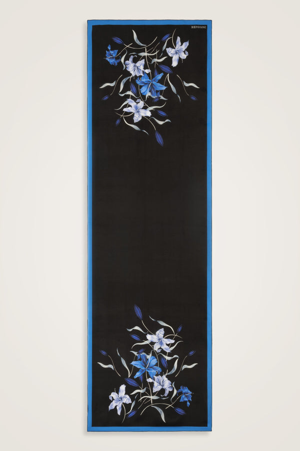Lily Navy Blue Twill Silk Shirt Shawl