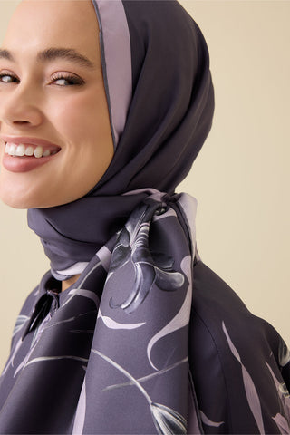 Zambak Mor İpek Elbise Şalı 70x210