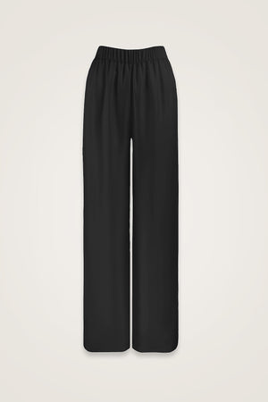 Zambak Black Solid Color Silk Trousers