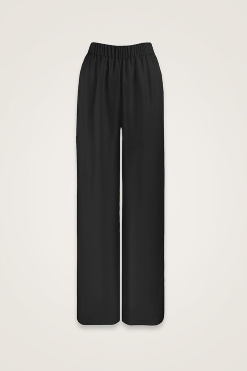 Zambak Black Solid Color Silk Trousers