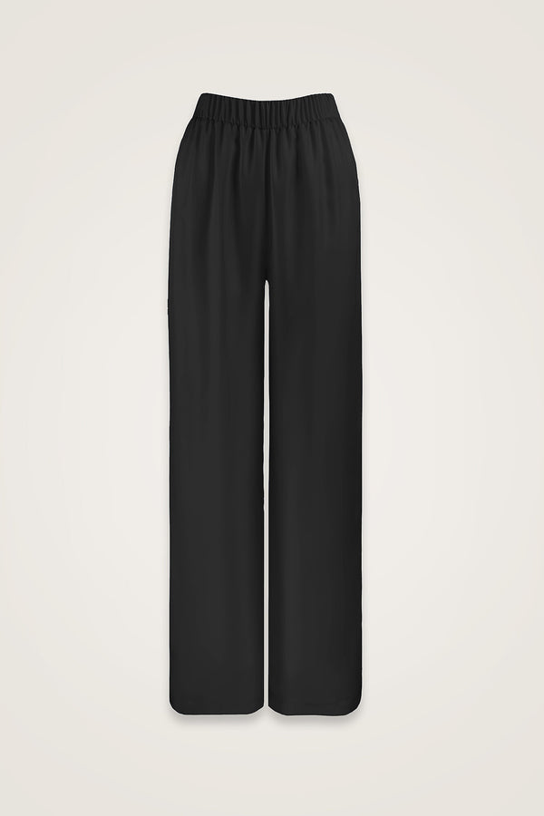 Zambak Black Solid Color Silk Trousers