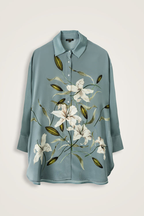 Zambak Turquoise Silk Shirt Pajamas