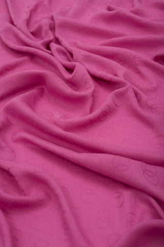 Zincir Desen Koyu Pembe Pamuk İpek Şal 70x210