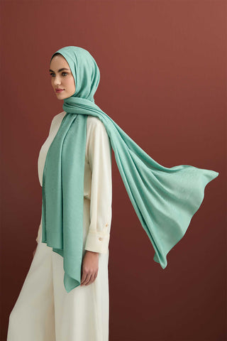 Zincir Desen Mint Pamuk İpek Şal 70x210