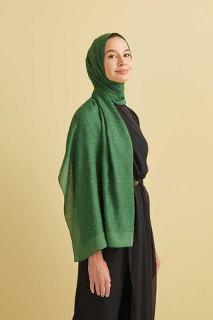 Chain Pattern Cotton Silk Shawl Green