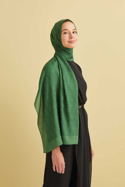 Chain Pattern Cotton Silk Shawl Green