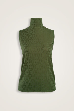Chain Jacquard Khaki Supreme Sleeveless Blouse