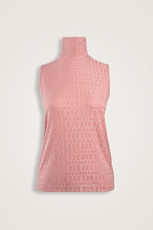 Chain Jacquard Dark Pink Supreme Sleeveless Blouse