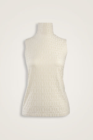 Chain Jacquard Cream Supreme Sleeveless Blouse