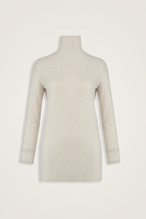 Chain Jacquard Cream Long Supreme Blouse